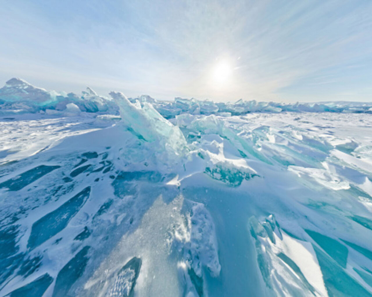 Blue ice landscape in Antarctica.