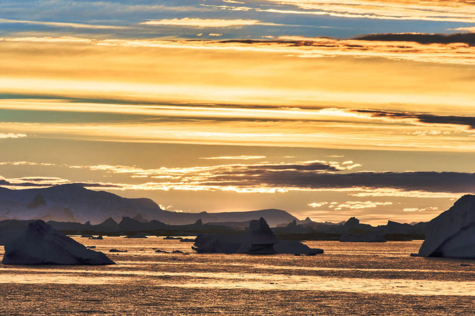 A sunset in Antarctica.