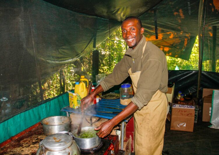 A chef cooking.