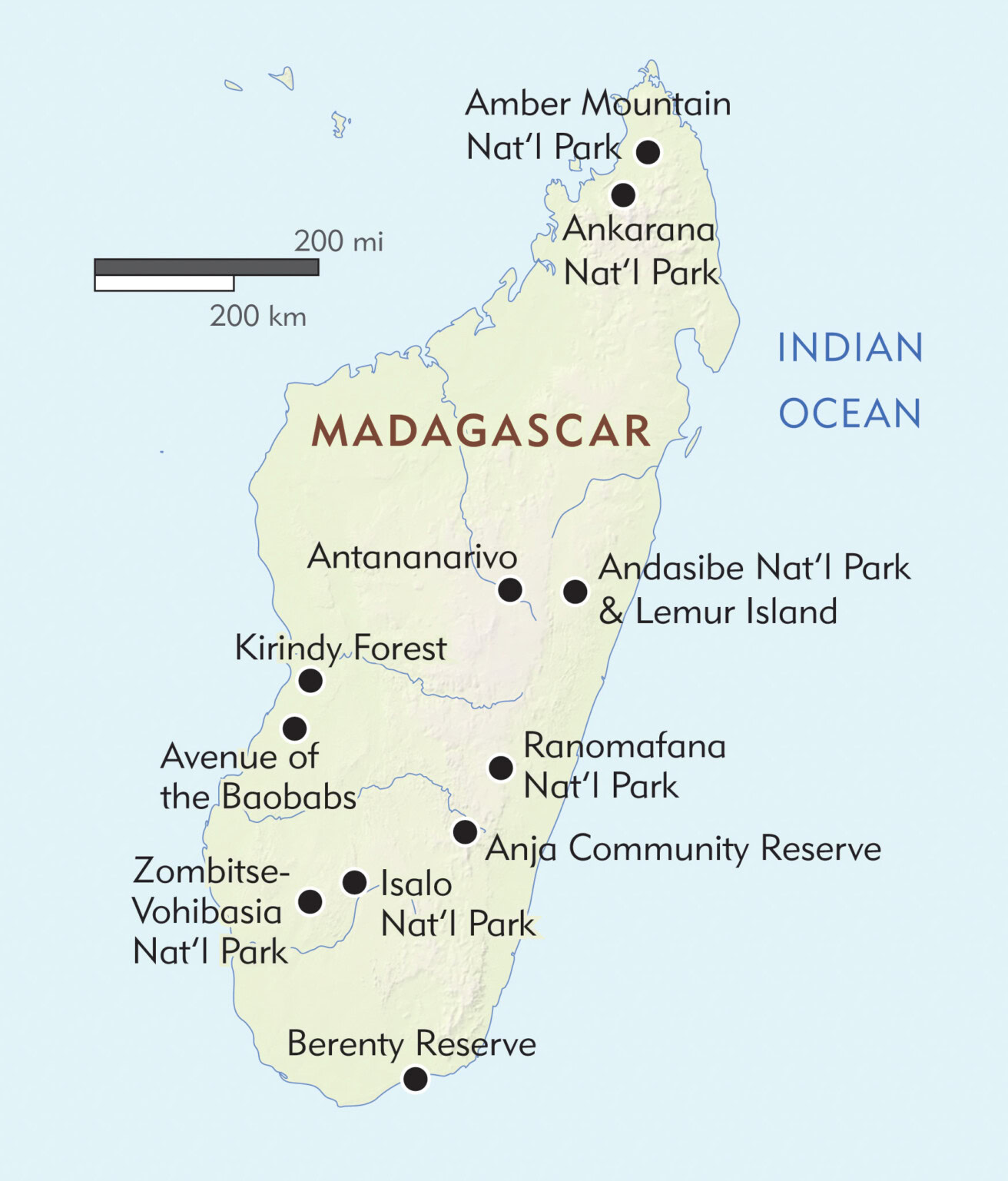 Madagascars National Parks Map.