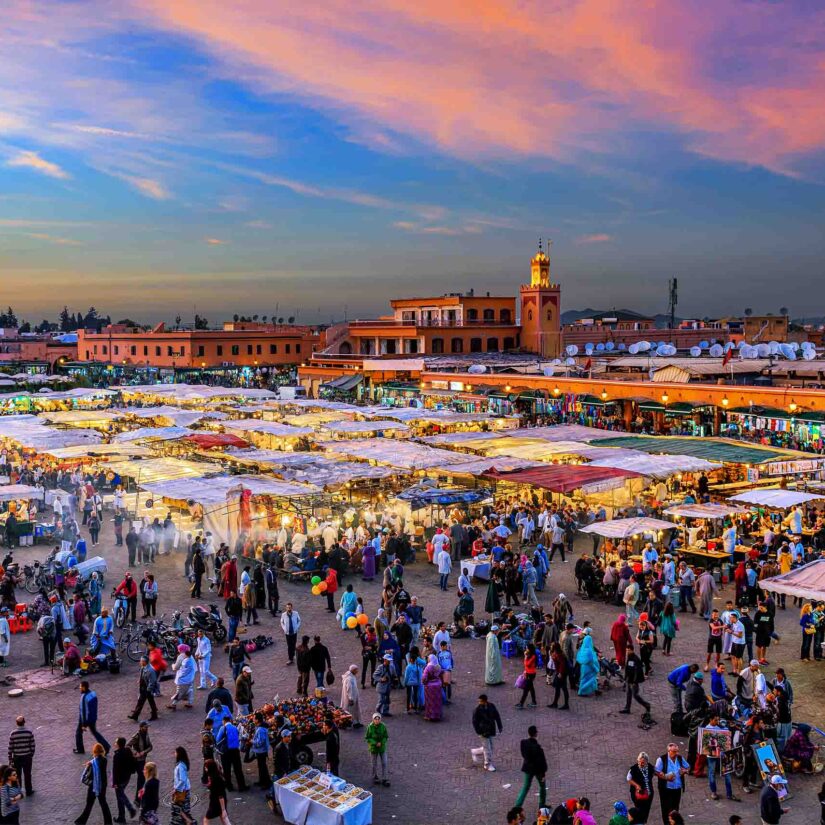 Djemaa El Fna square in Morocco.