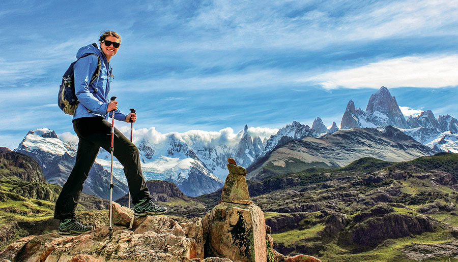 A woman hiking in Patagonia.