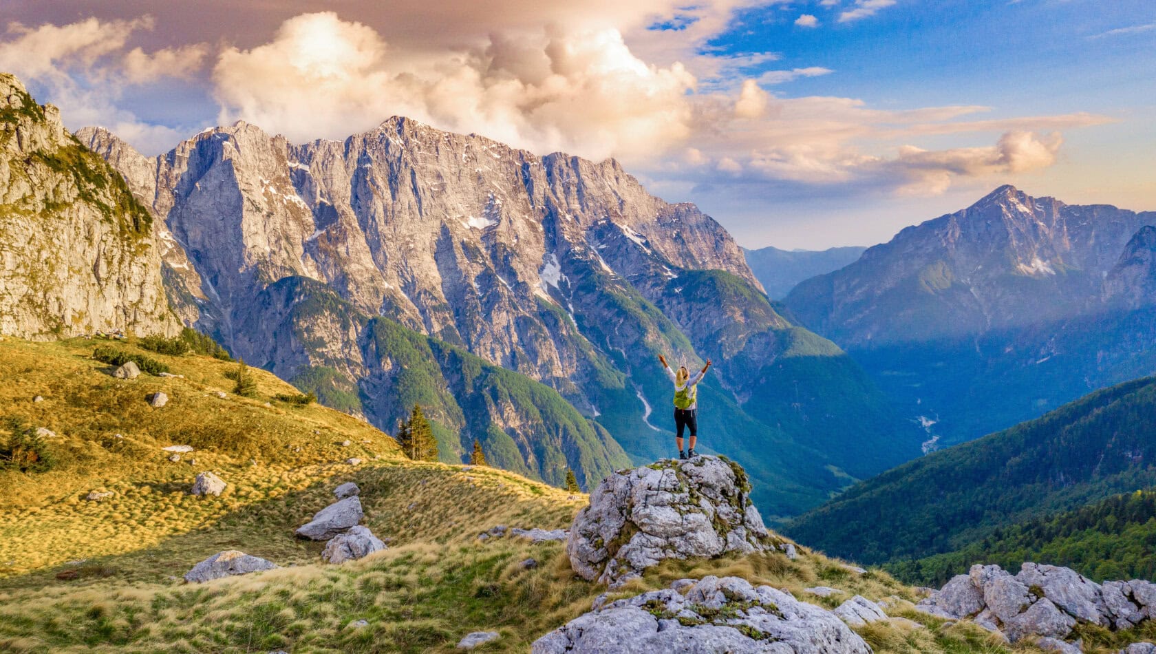 Hiker on Alpe Adria trail, Slovenia