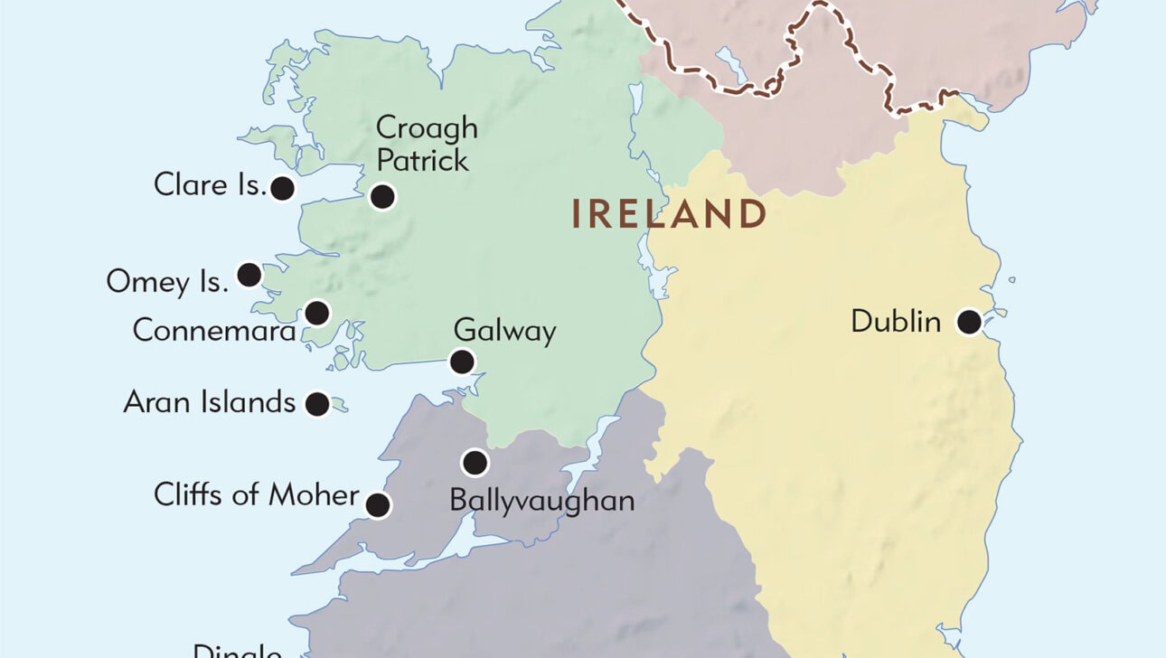 A map of the different regions of Ireland and the best places to visit